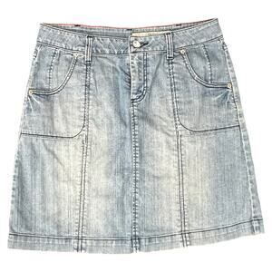 Vintage DKNY Blue Light Wash Mini Jean Denim Skirt Size 28 Y2K Bratz Embroidered